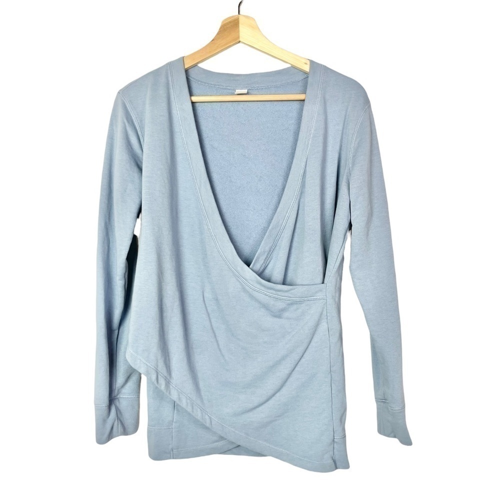 Old Navy Active Light Blue Surplice Wrap Knit Pullover S